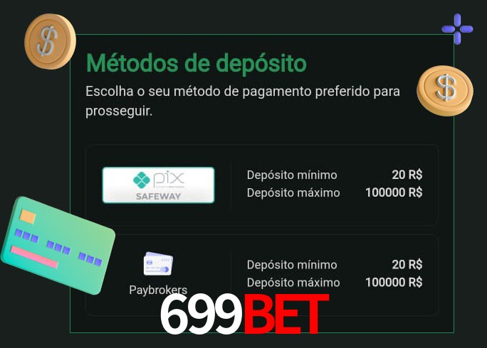 O cassino 699Bet oferece uma grande variedade de métodos de pagamento